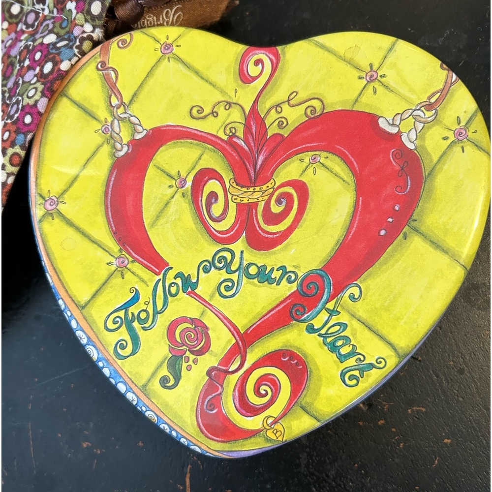 Brighton metal heart container with cloth bag